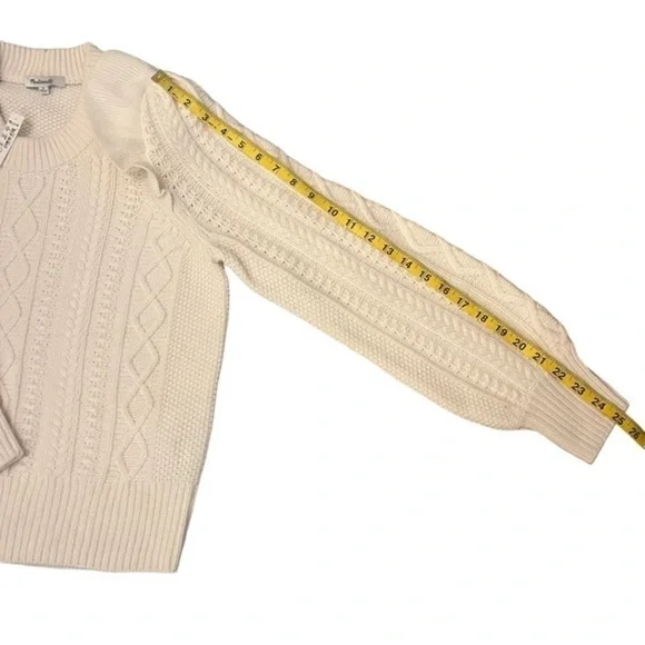 Madewell Hollydene Ruffle Shoulder Merino Wool Pullover Sweater in Antique Cream - Picture 13 of 15